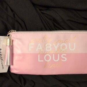 Studio Pink Cosmetic Bag with Gold Accents